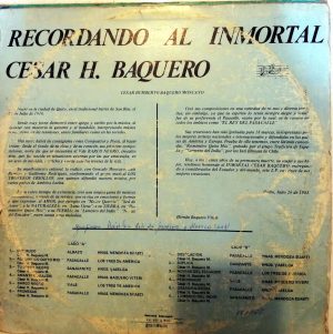 César H Baquero - Recordando al inmortal Vinilo