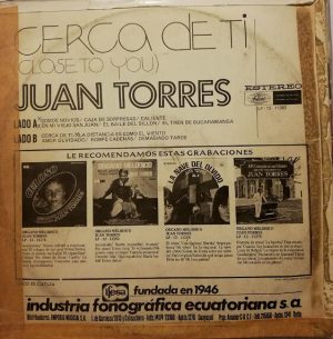 Juan Torres - "Cerca De Ti" - Close To You Vinilo