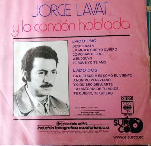 Jorge Lavat - Y La Canción Hablada Vinilo