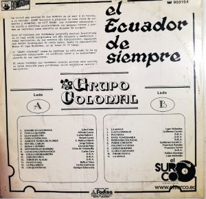 Grupo Colonial - El Ecuador De Siempre Vinilo