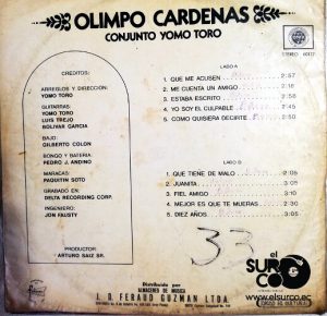 Olimpo Cárdenas - Conjunto Yomo Toro Vinilo