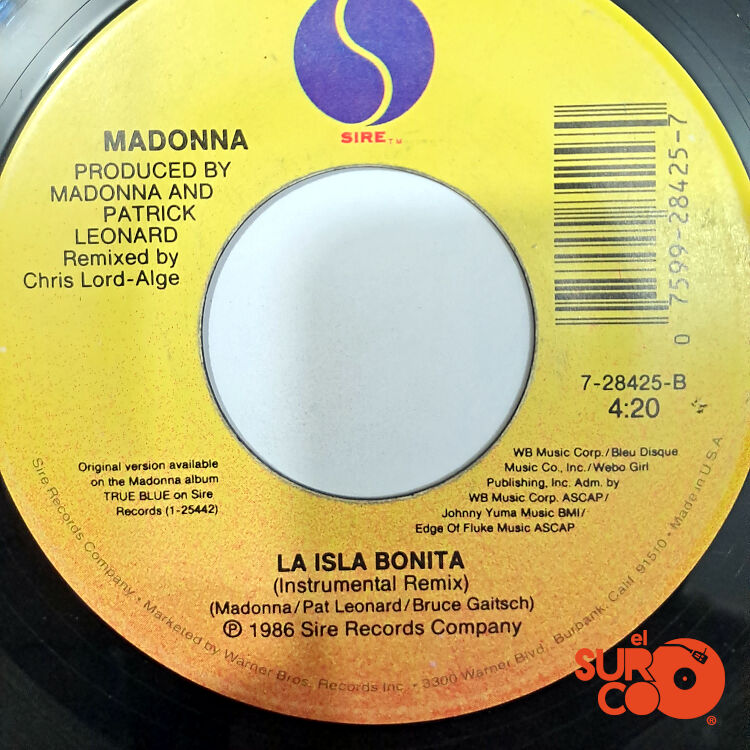 Madonna - La Isla Bonita / La Isla Bonita (Instrumental) Vinilo