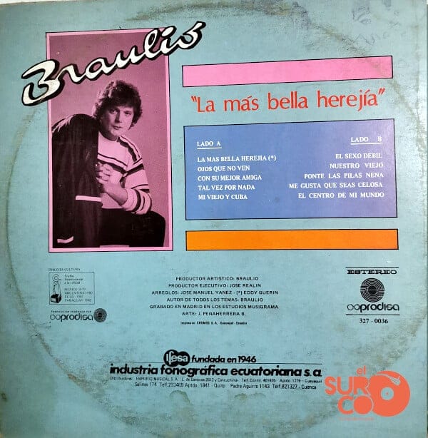 Disco de Vinilo Braulio - La Más Bella Herejía | El Surco Ecuador